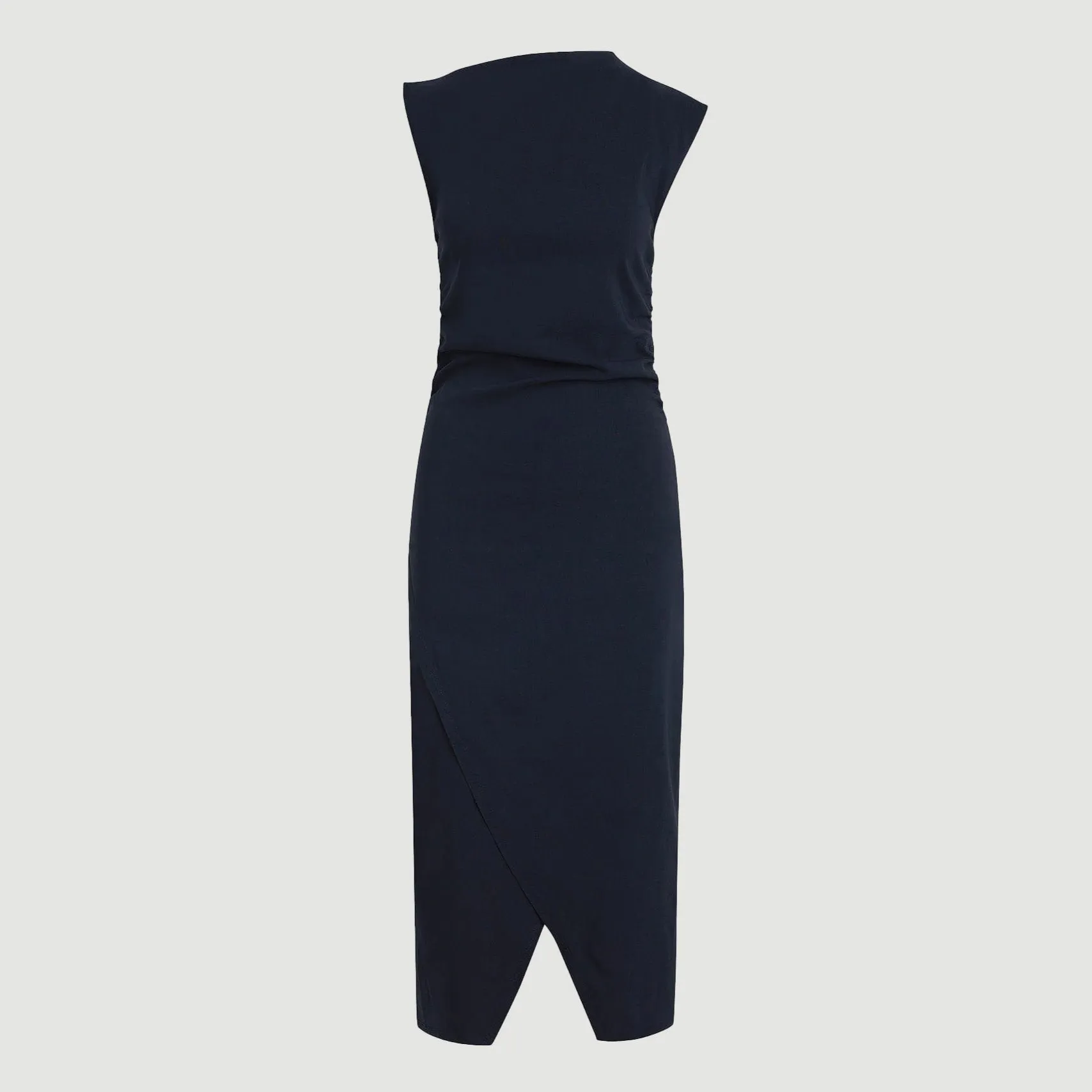 Manon Asymmetric-Neck Ruched Dress (Petite) Light Core Soft Hoodie