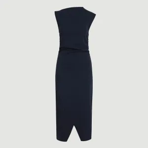 Manon Asymmetric-Neck Ruched Dress (Petite) Light Core Soft Hoodie