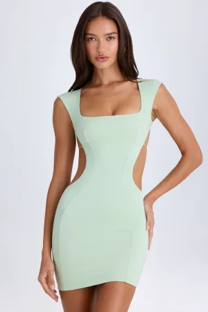 Smart Look Layered Ventilation Cut-Out Lace-Up Mini Dress in Green