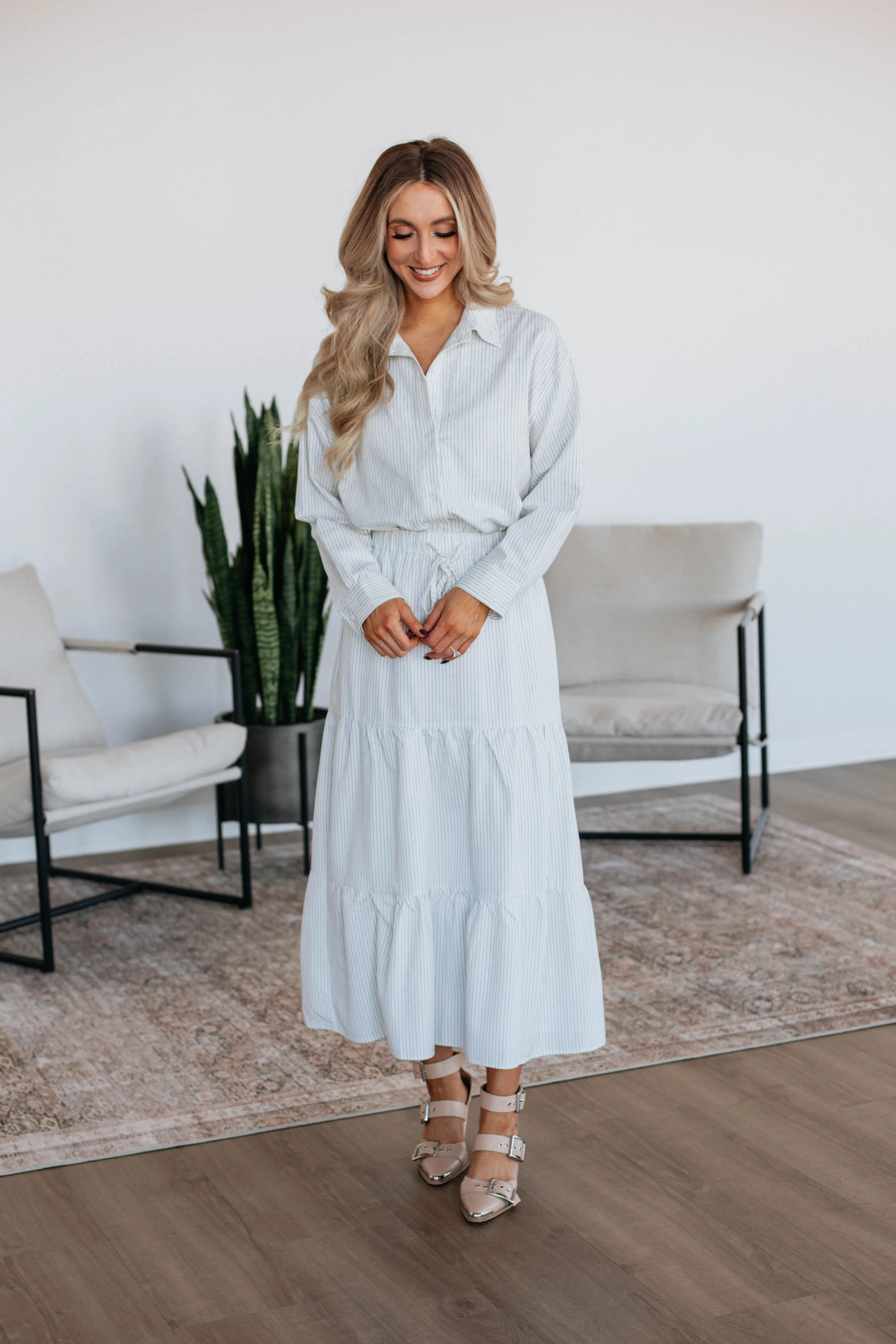 Sylvey Striped Skirt Soft Aesthetic