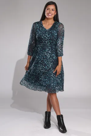 Crushed Mesh Dress | Lagoon Black Animal | 4512B1 Lounge Wear Basic Core