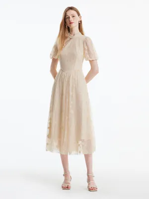 Lace Embroidered Cheongsam Qipao Maxi Dress NonChafingEdges