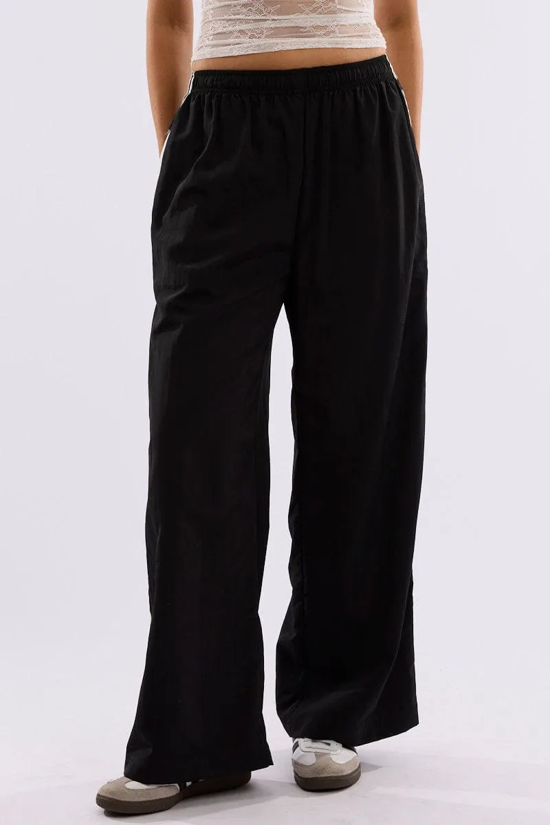 Flattering Fit Wear simple design Black Track Pants Side Stripe