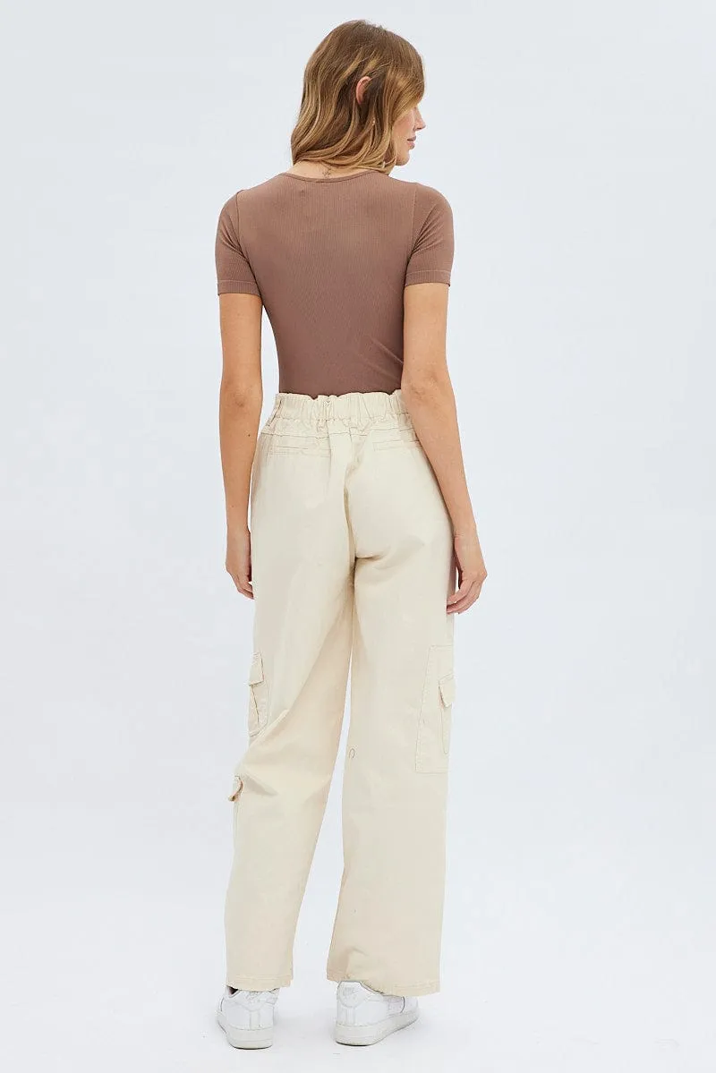 Camel Cargo Pants Low Rise Classic Comfort Comfort Style