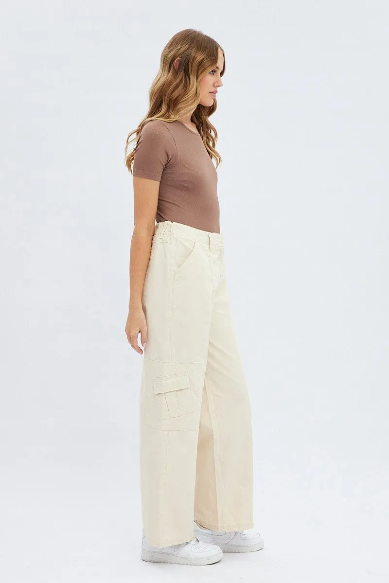Camel Cargo Pants Low Rise All Day Fit