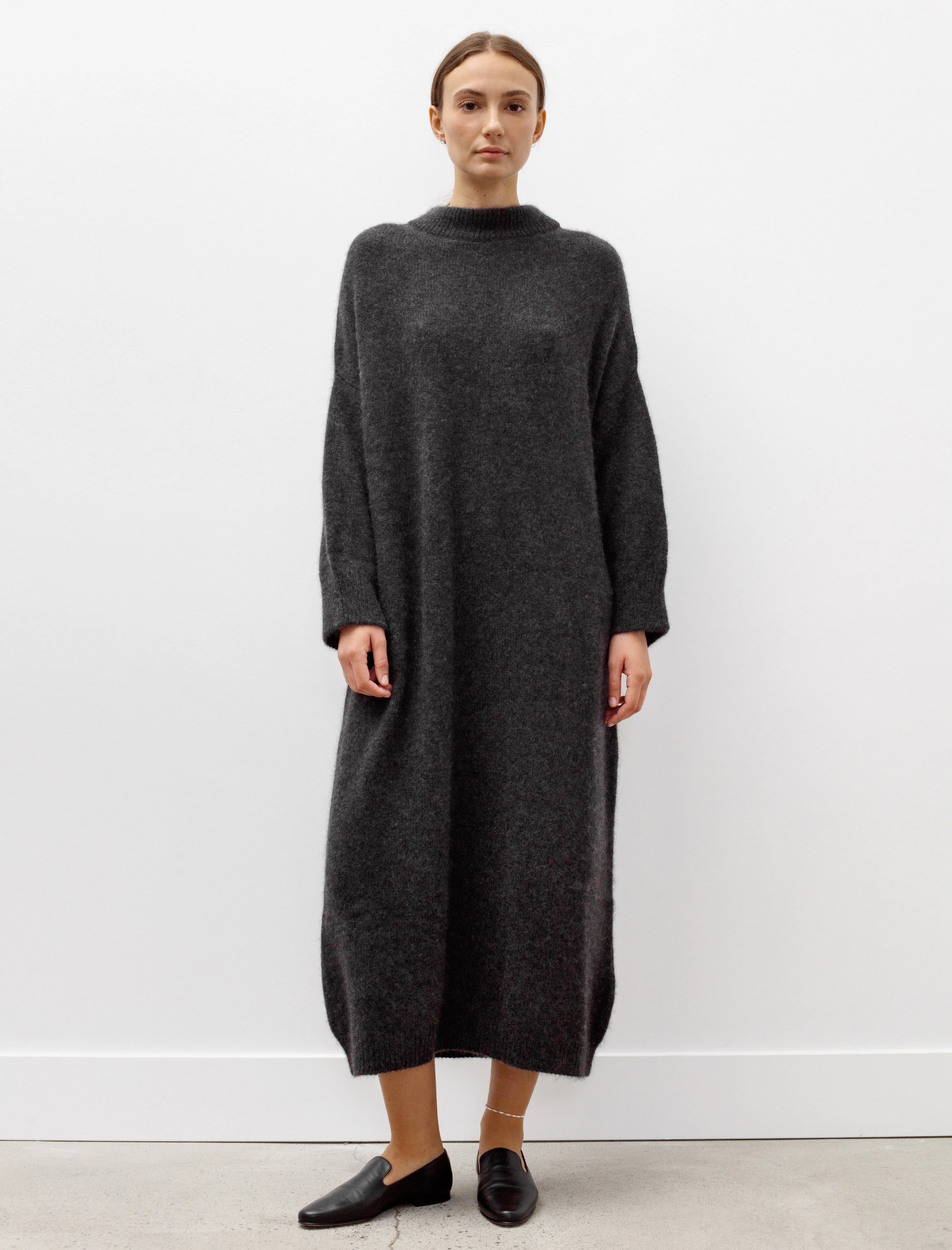 FlexibleFit Oversized Roundneck Cashmere/Silk Dress Charcoal