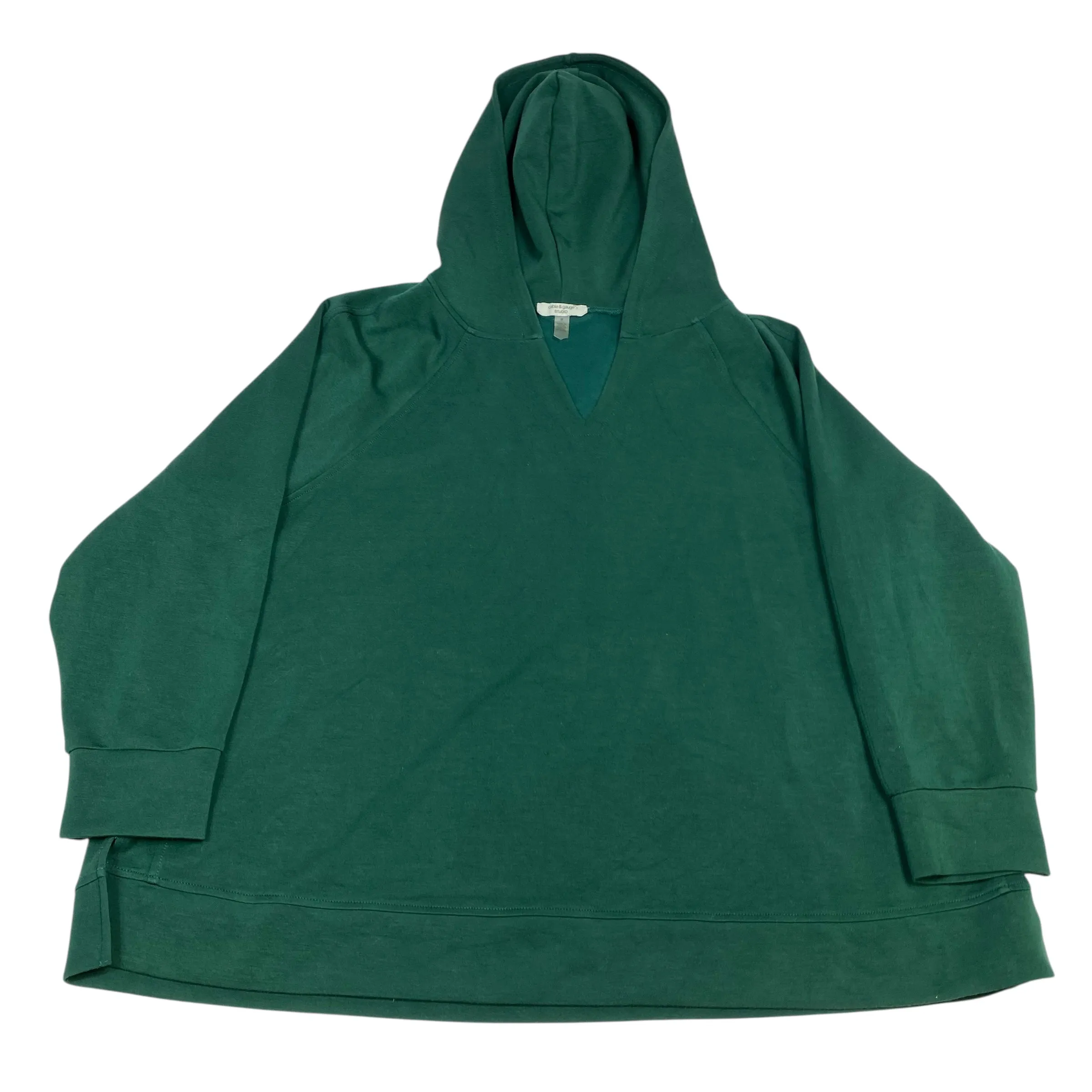 Casual Skirt Sweatshirt Hoodie By Cable And Gauge In Green, Size:3X