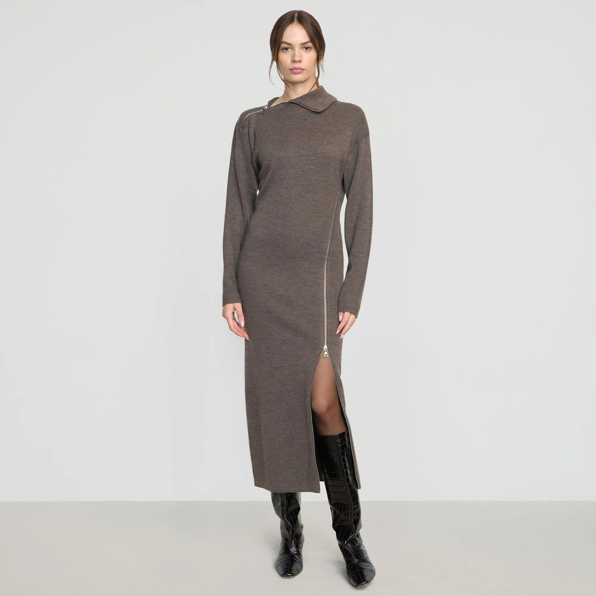 Yara Zipper Sweater Dress Zero Waste