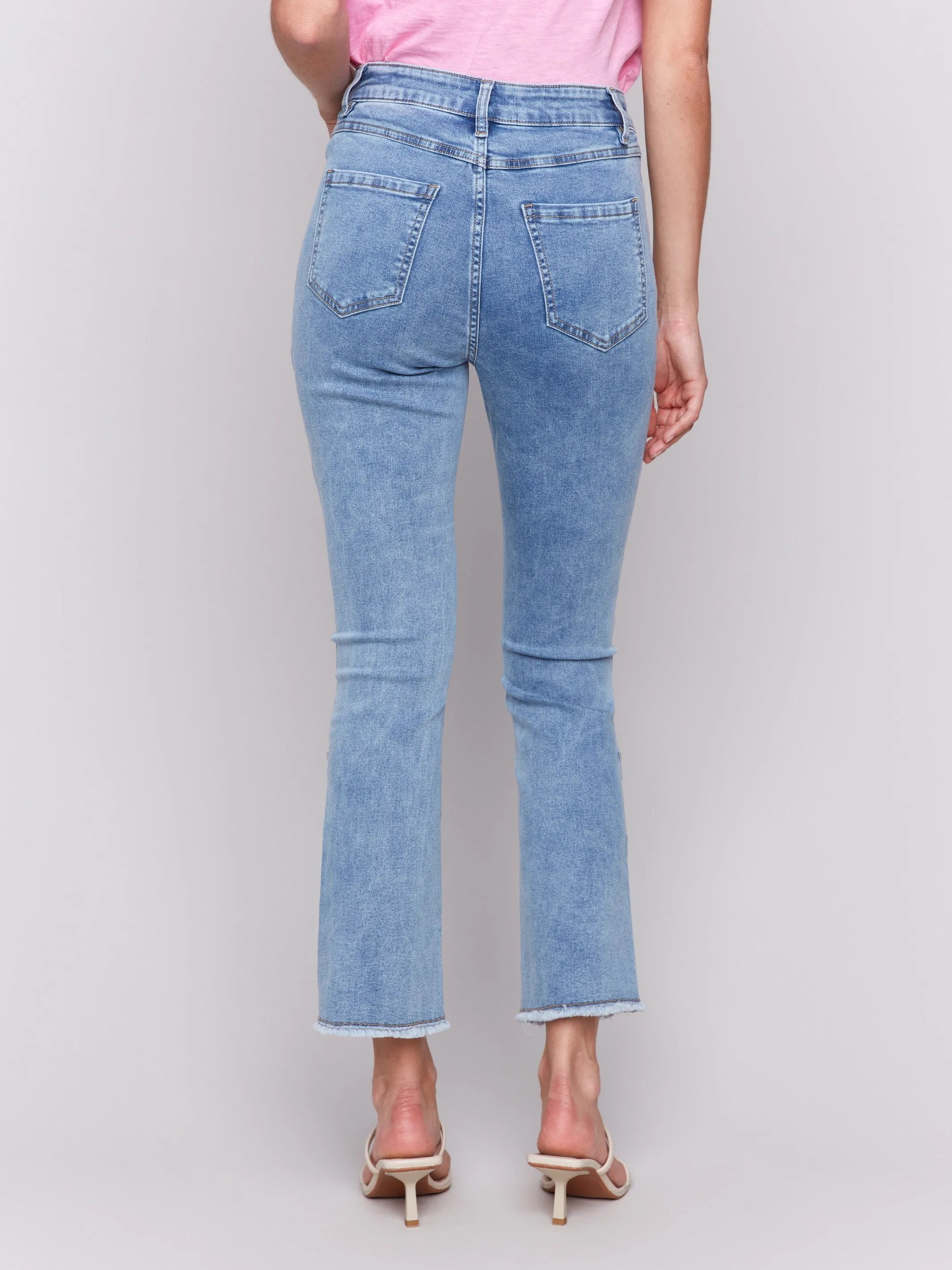 Timeless Option Bootcut Jeans with Side Snap Detail - Light Blue