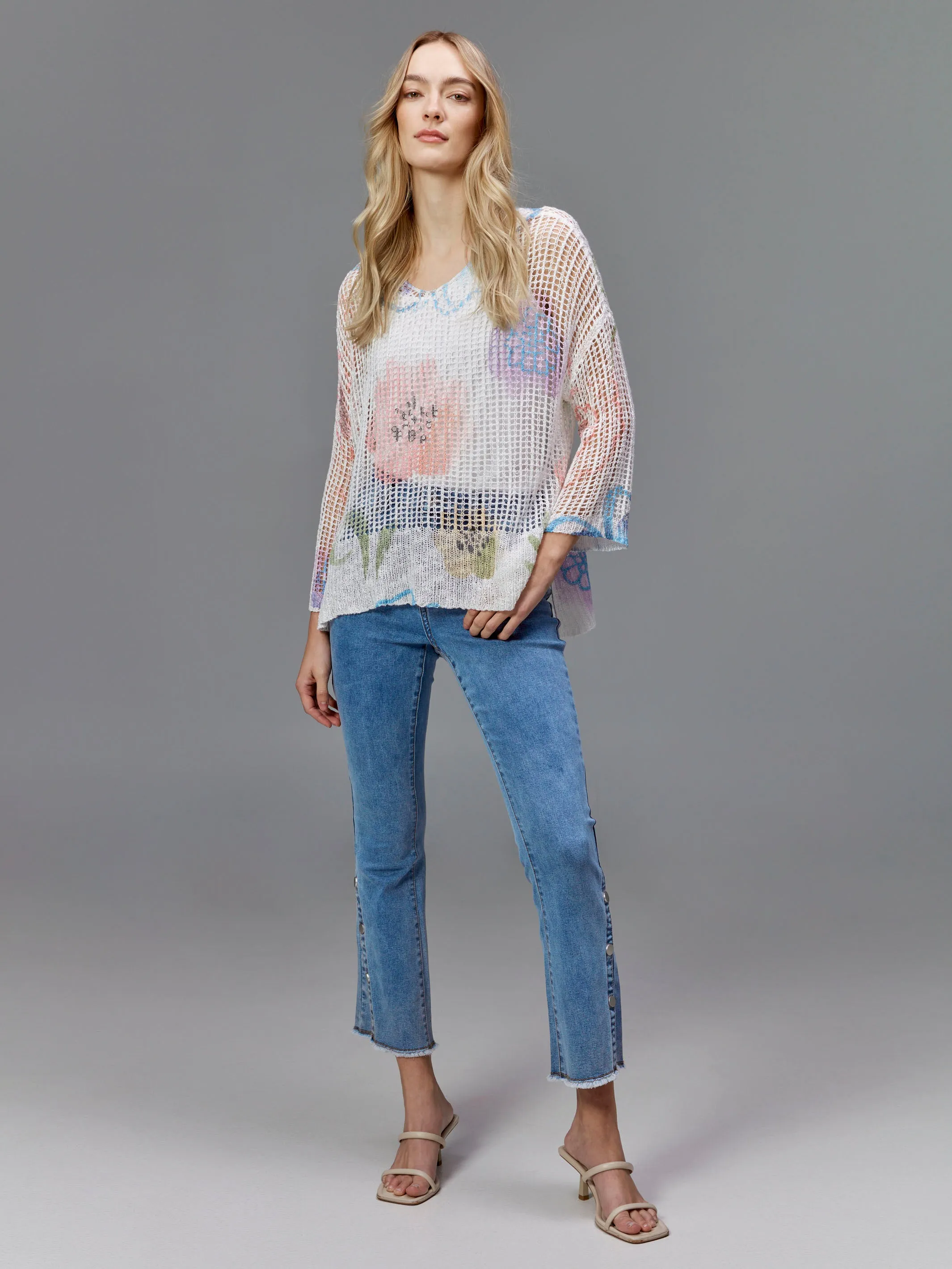 Vibrant Formal Bootcut Jeans with Side Snap Detail - Light Blue