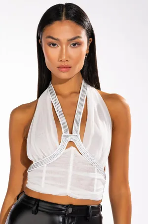 CLIO RHINESTONE DETAIL CORSET TANK Raglan sleeves