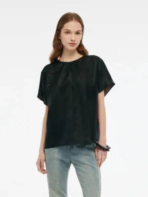Stylish and Comfortable Comfortable 19MM Xiang Yun Silk Jade Bead Button Women T-Shirt