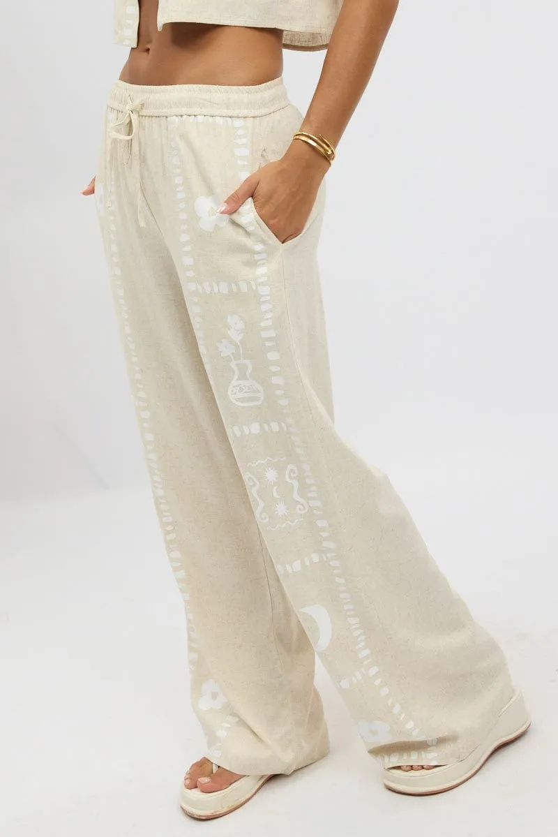 HeatRegulating Beige Wide Leg Pants Elasticated Waist