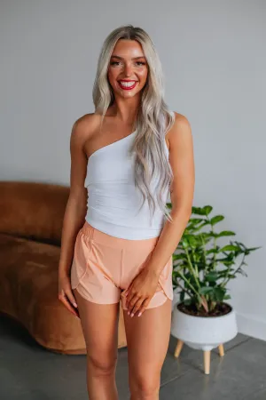 Erina Athleisure Shorts - Peach Sweat Wicking Technology Zero Chafe Construction