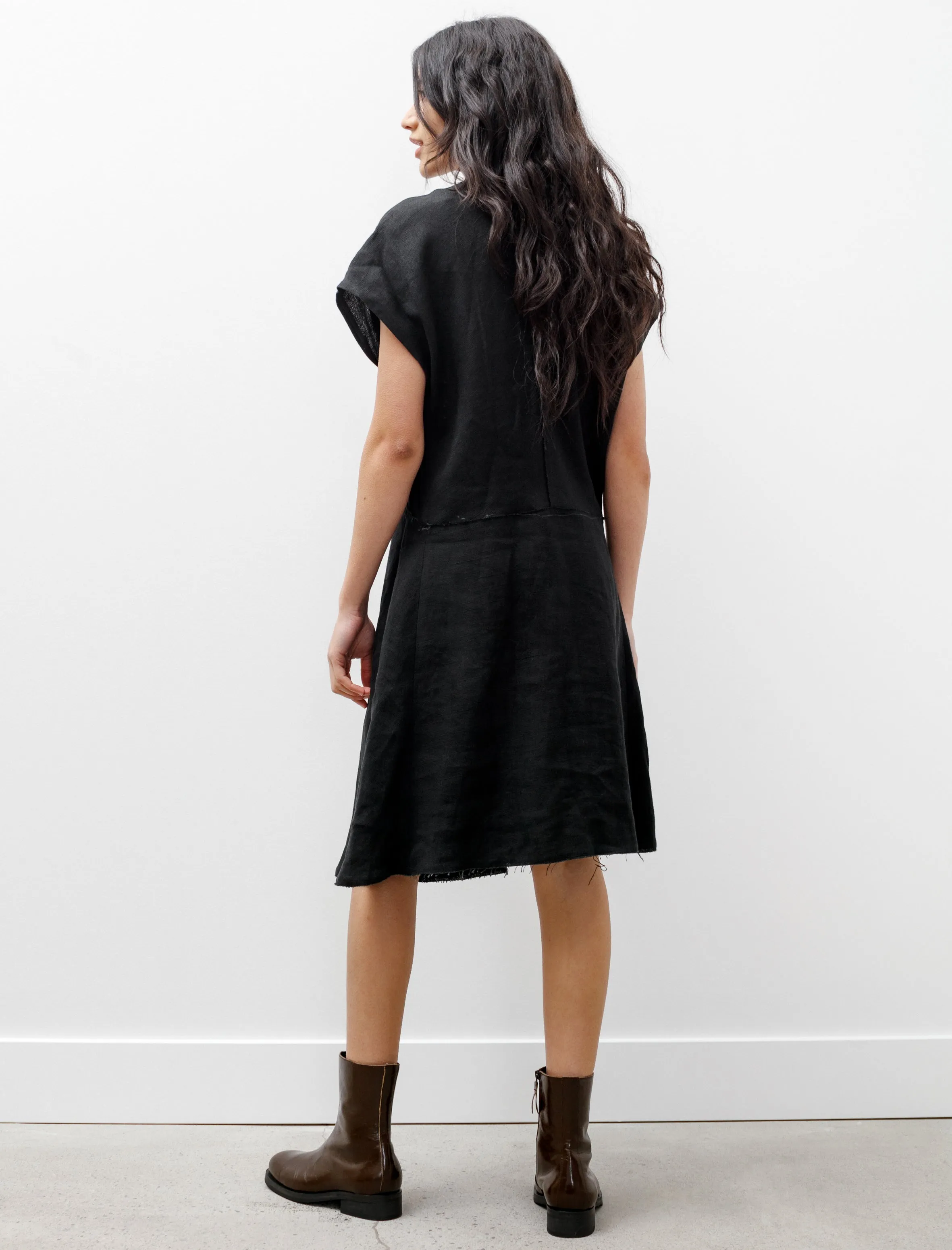 TactileStitching Layered Skirt Jessia Raw Linen Black