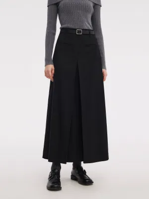 H-Line Pleated Women Skirt With Belt Senior Style
