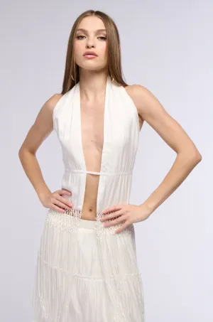 THE BEST PART HALTER TOP WITH FRINGE DETAILS Reliable Performance difficult to install