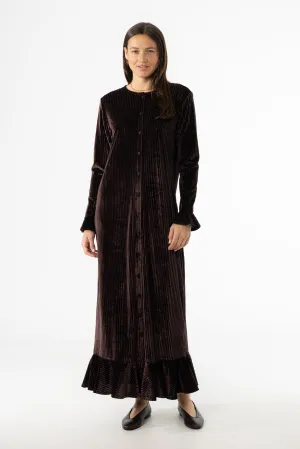 Clear Glow SoftLining Brown Ribbed Velour Dress
