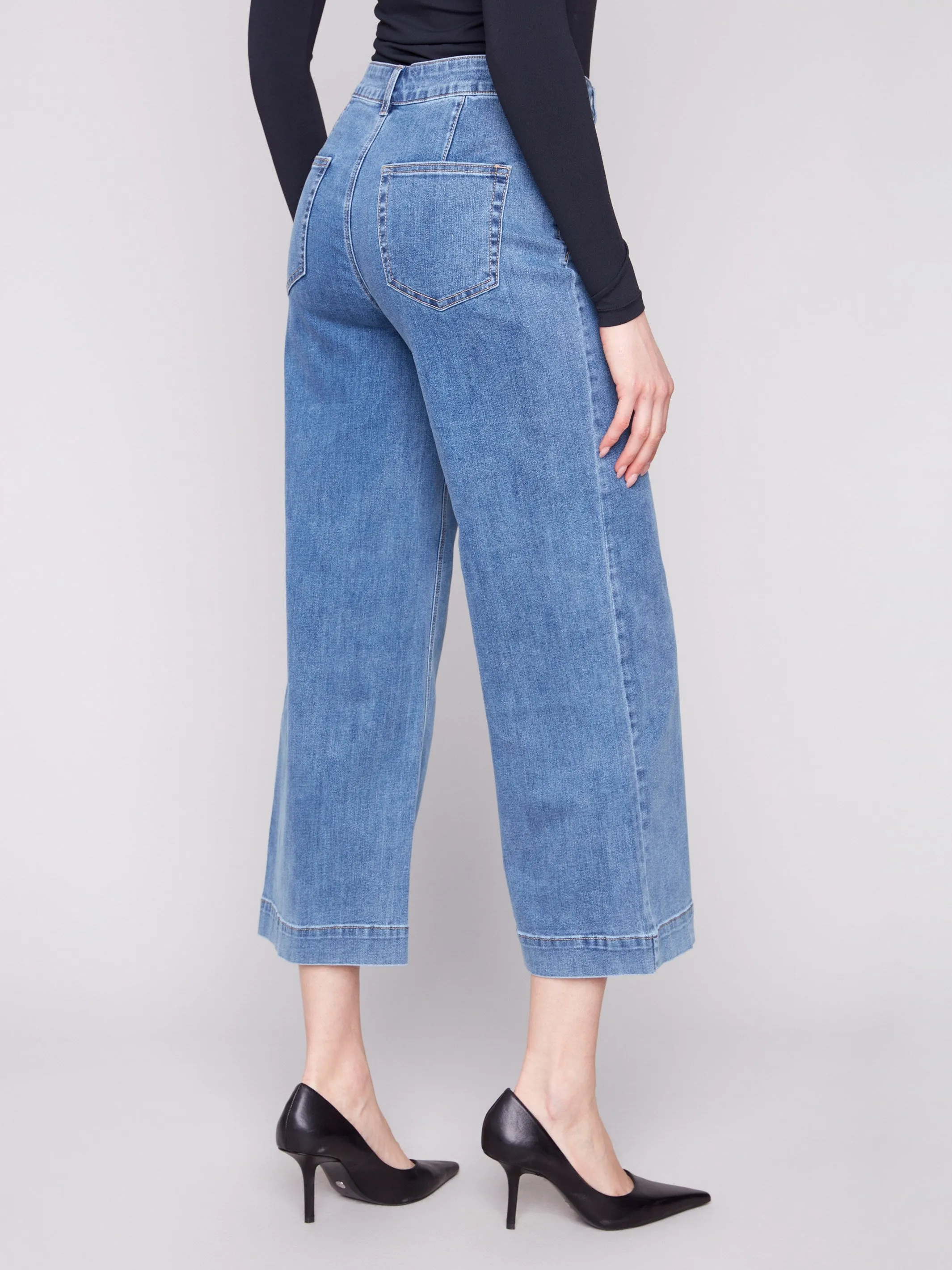 fresh feel Modern Vibes Patch Pocket Flare Jeans - Medium Blue