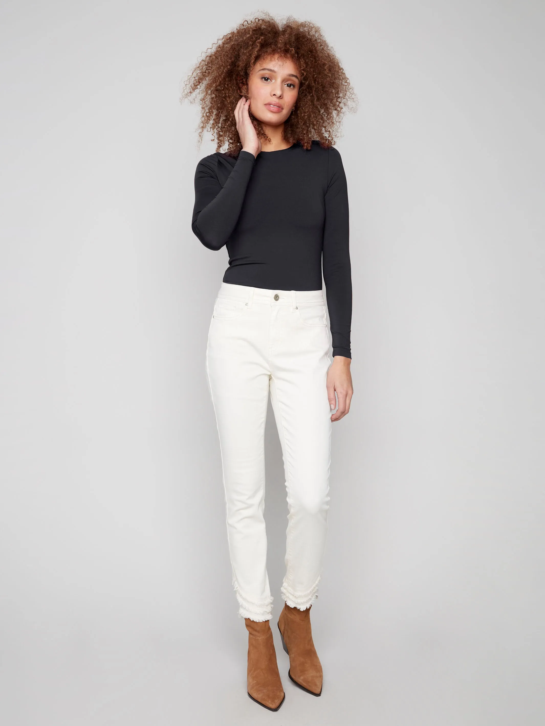Frayed Hem Twill Pants - Natural Sunny Vibes Weekend Style Traveler Gear Soft Road Trip Youth Style