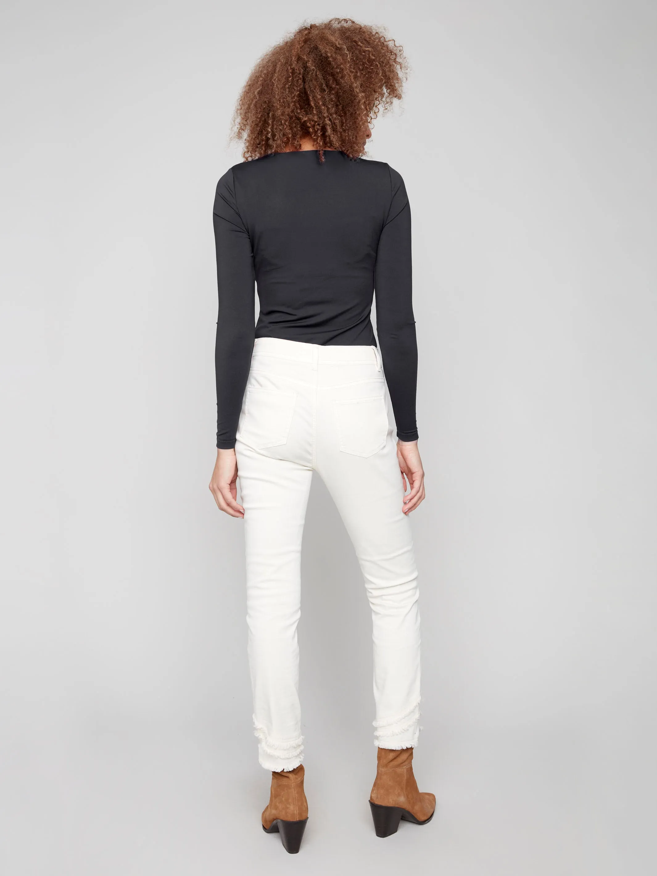 Daily Outfit Artist Vibe Sustainable Frayed Hem Twill Pants - Natural