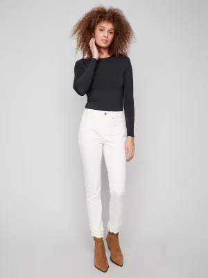 Frayed Hem Twill Pants - Natural Sunny Vibes Weekend Style Traveler Gear Soft Road Trip Youth Style