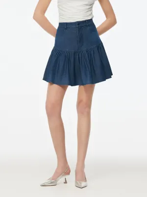 Denim Stretch Women Ruffle Mini Skirt Innovative Fabric