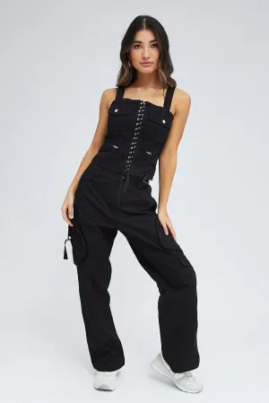 Essential Comfort Wear Work Flex Black Cargo Pants Low Rise