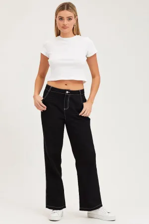 SnagFreeFabric Water resistant coating Black Wide Leg Pants High Rise