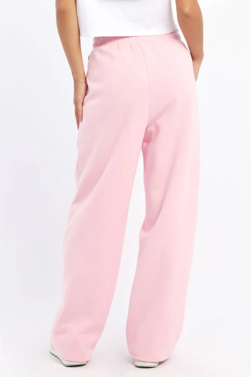 Pink Track Pants Wide Leg Non Irritating Tags Double Stitched