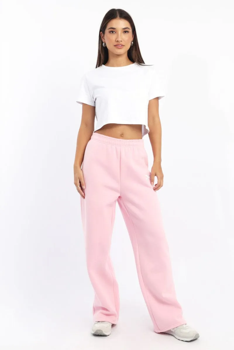 Pink Track Pants Wide Leg Everyday Layer