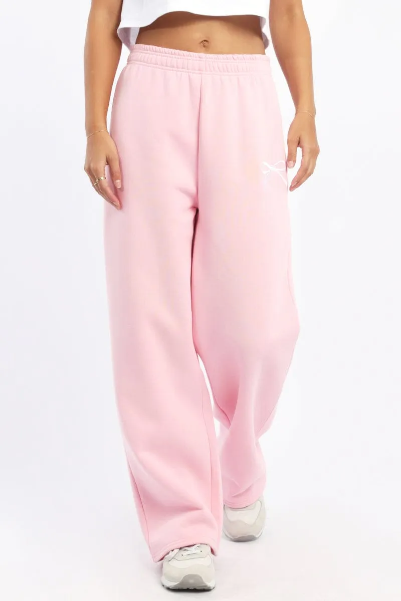 Pink Track Pants Wide Leg Transitional Style