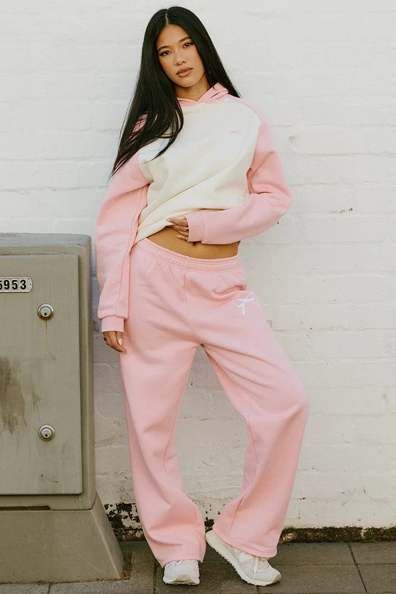 WindproofLayer wrinkle free Pink Track Pants Wide Leg