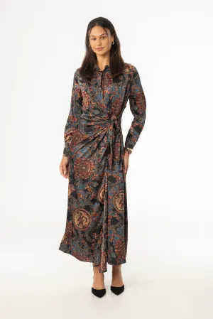 Multicolor Side Tie Maxi Dress Shine Fit