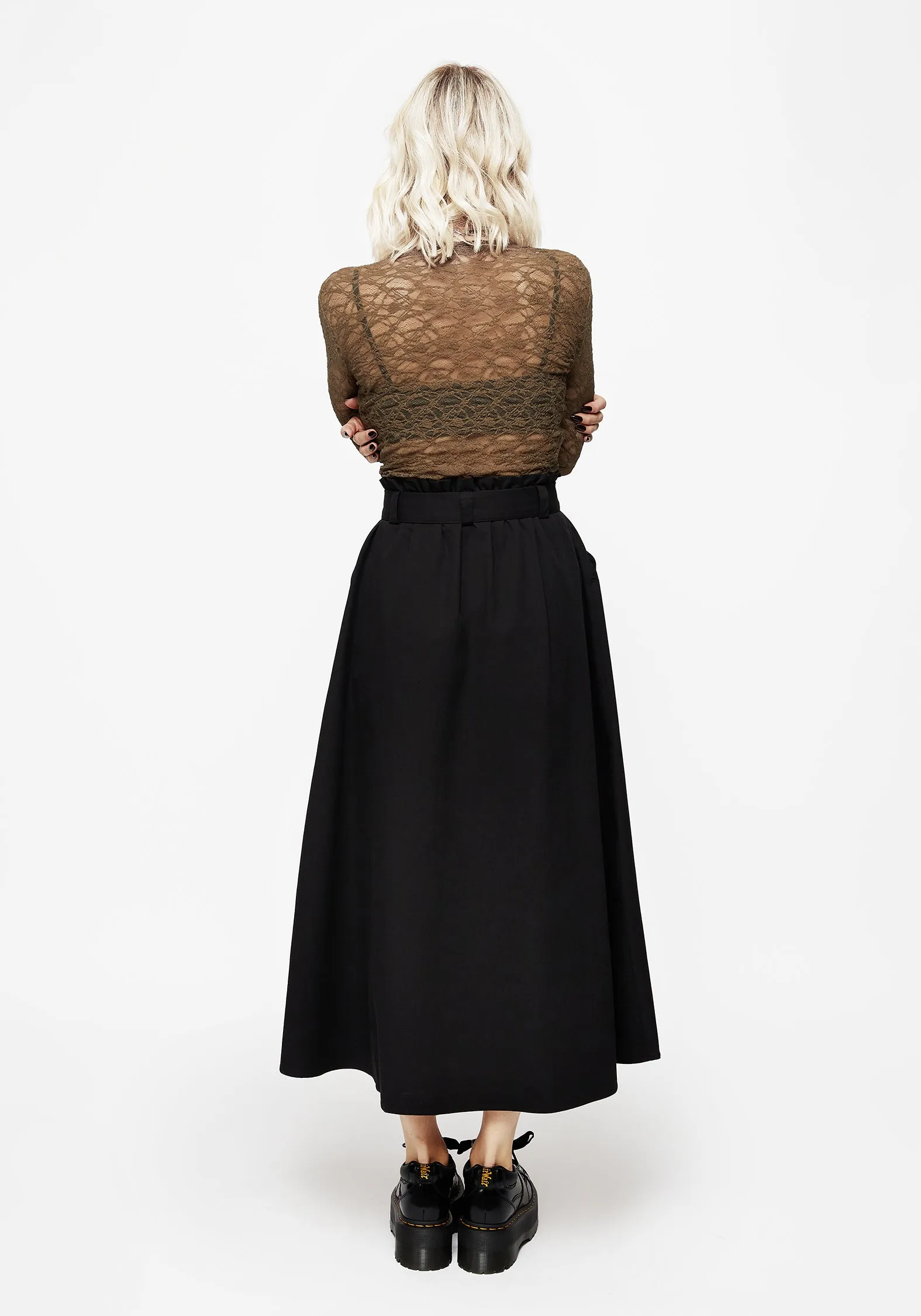 Tea length Comfy Look Strega Tie Belt Midaxi Skirt