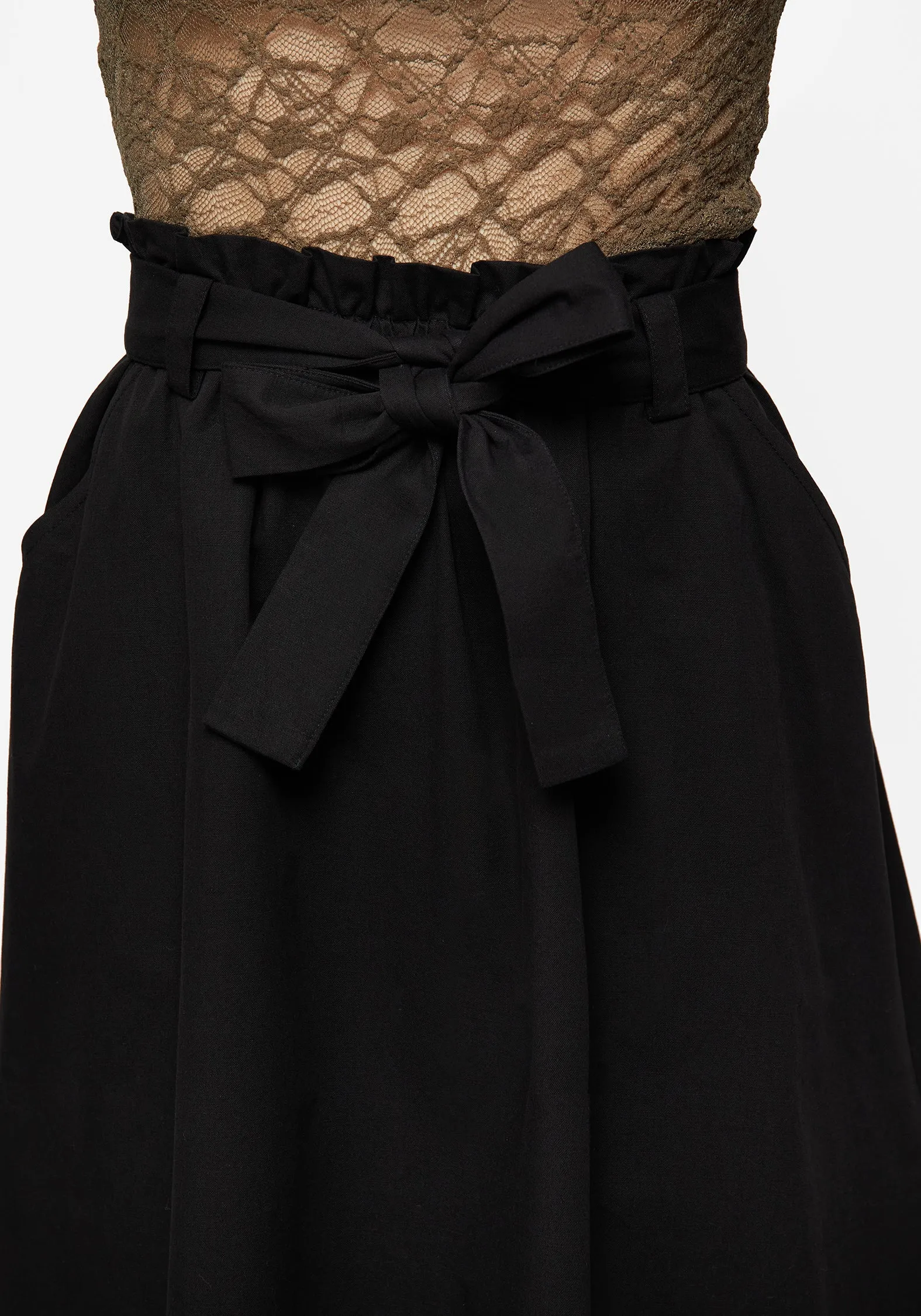High low hem Strega Tie Belt Midaxi Skirt