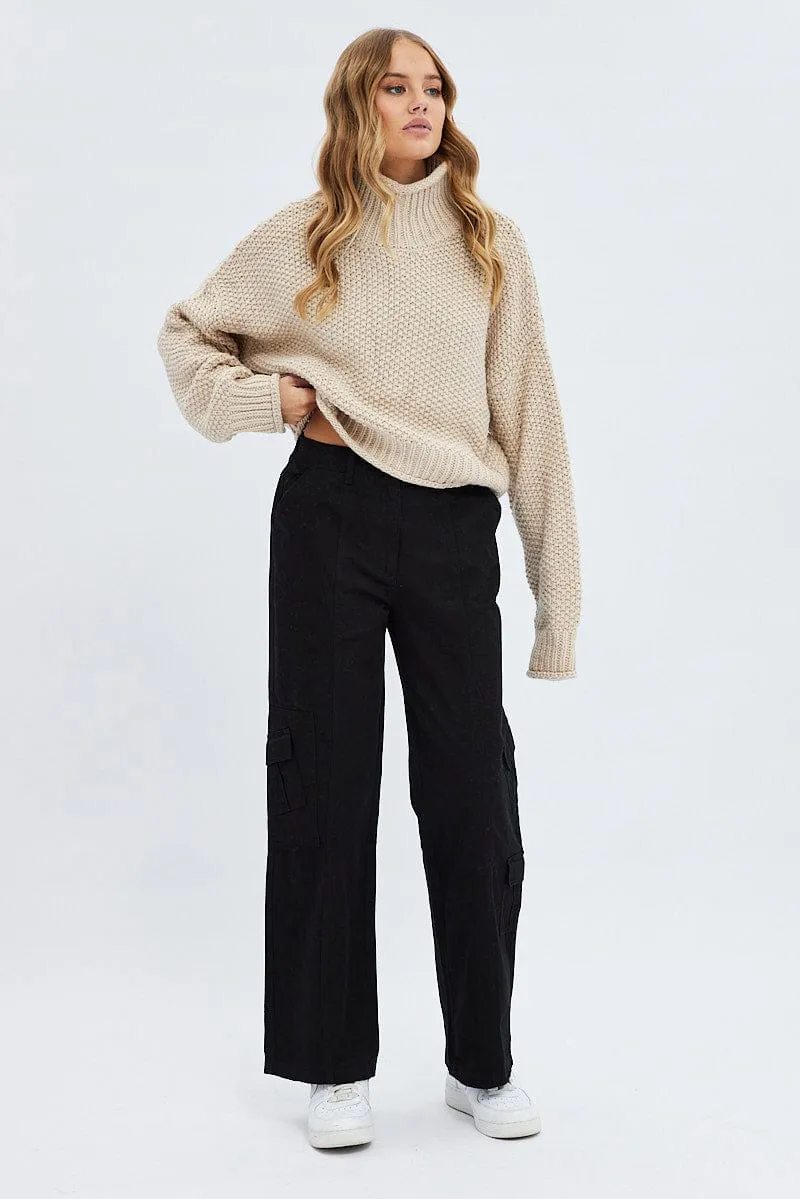 Black Cargo Pants Low Rise UVProtection