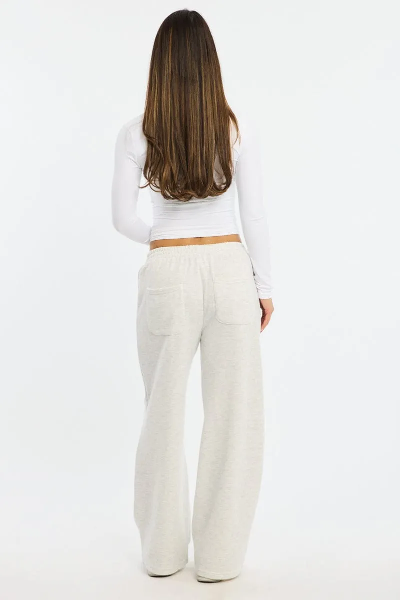 Durable Stitching LightweightWeave Grey Track Pants Wide Leg