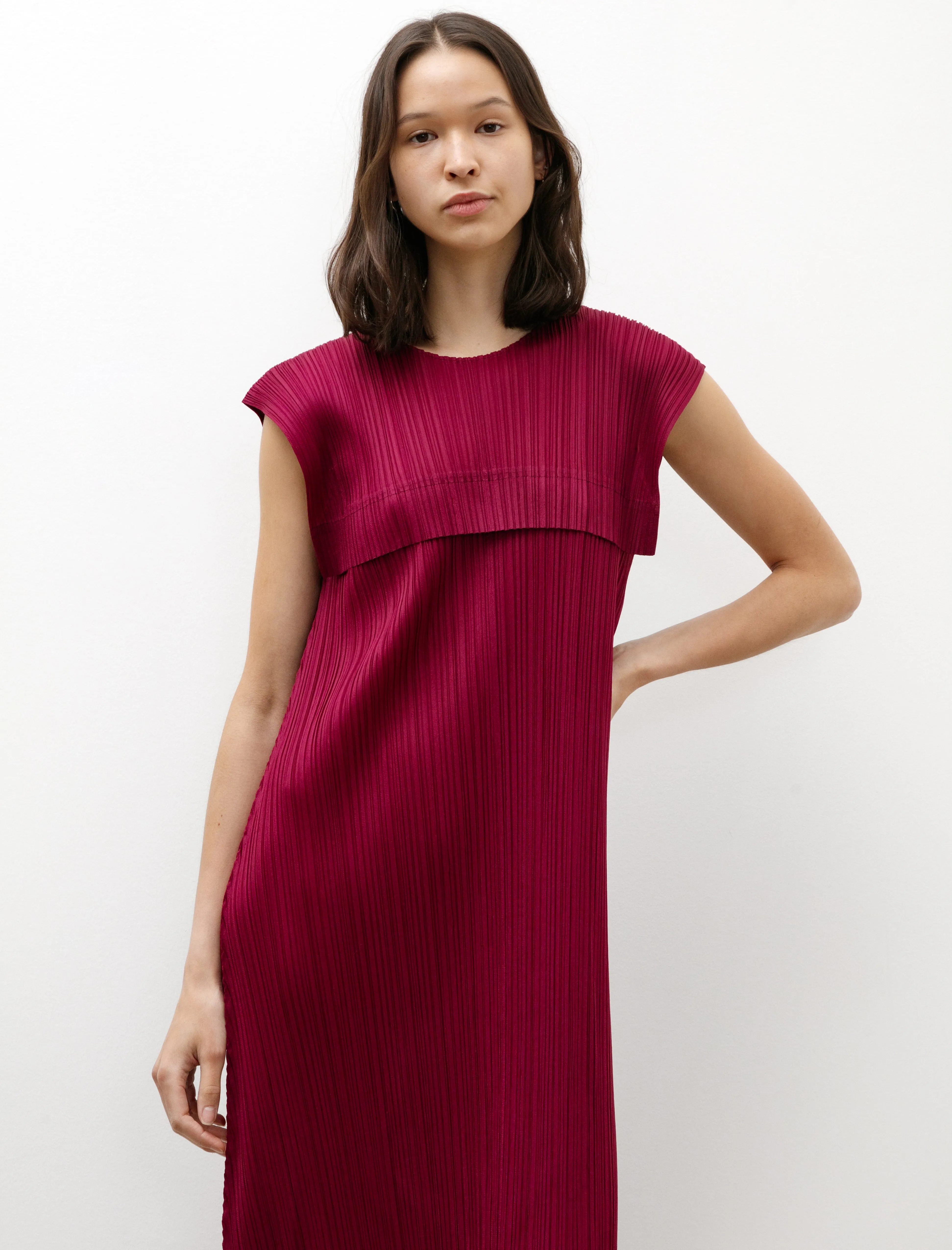 Bold Core Monthly Colors Cap Sleeve Dress Raspberry