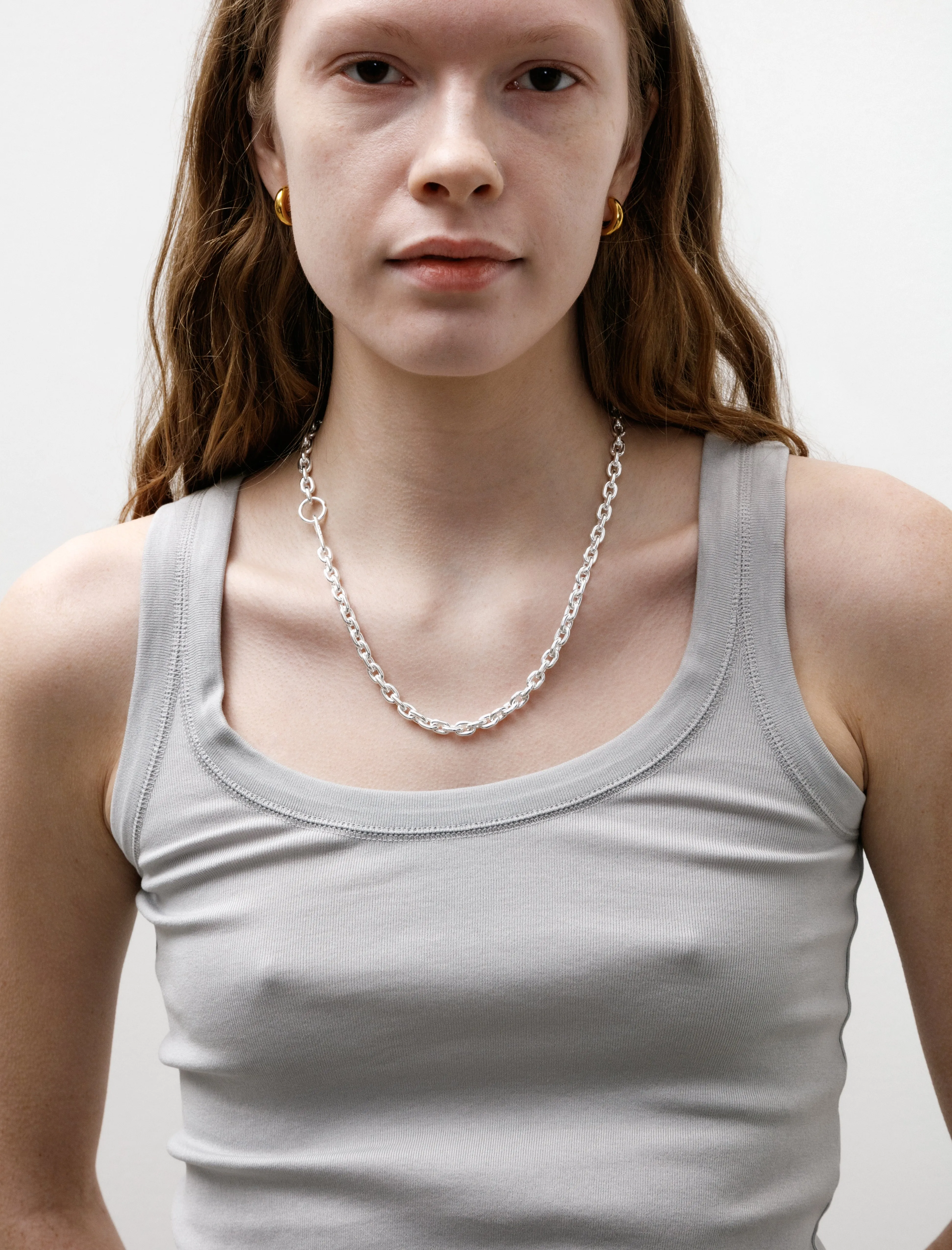 Rib Tank Top Blue Grey Pure Cotton Peace Glow