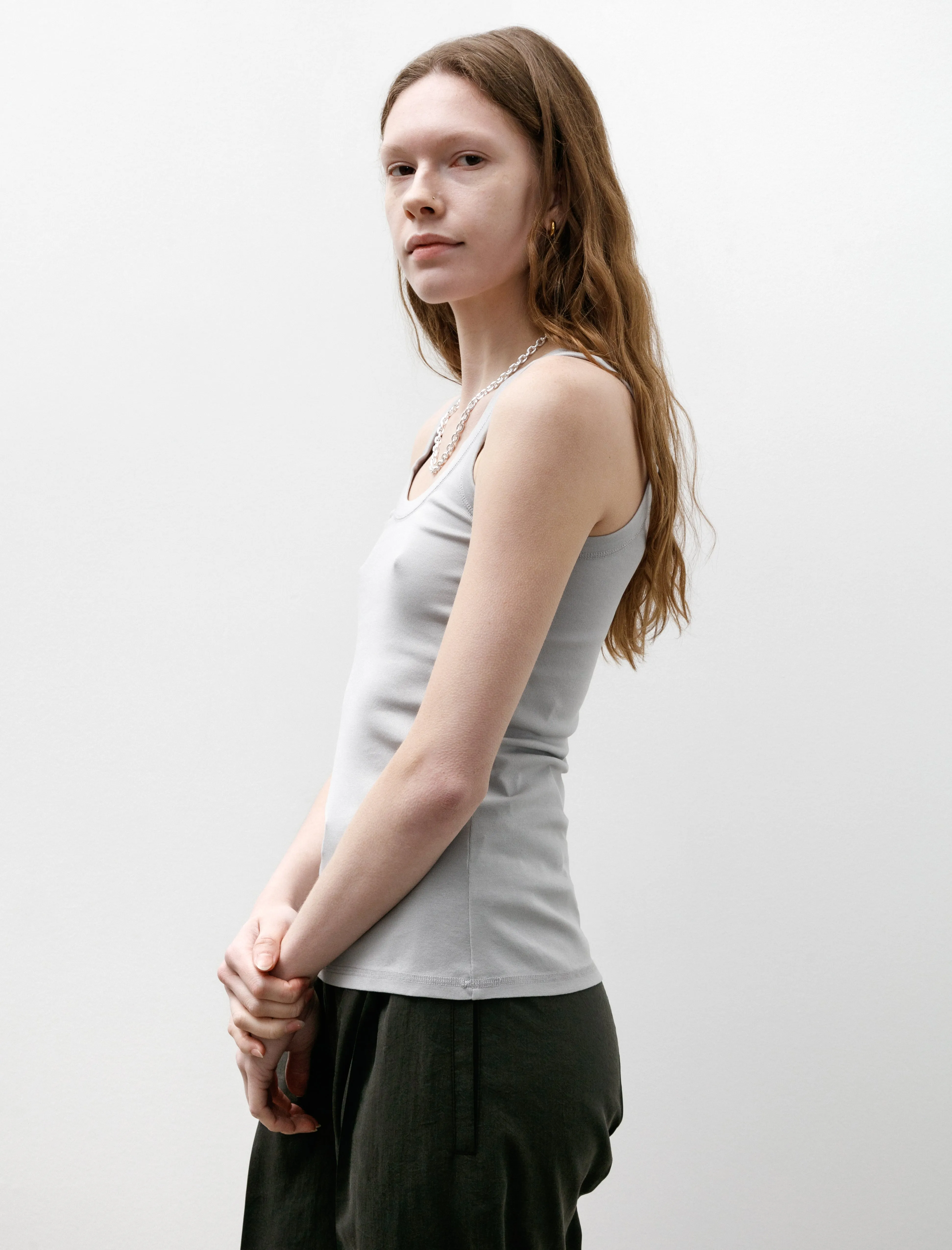 LowMaintenance Rib Tank Top Blue Grey