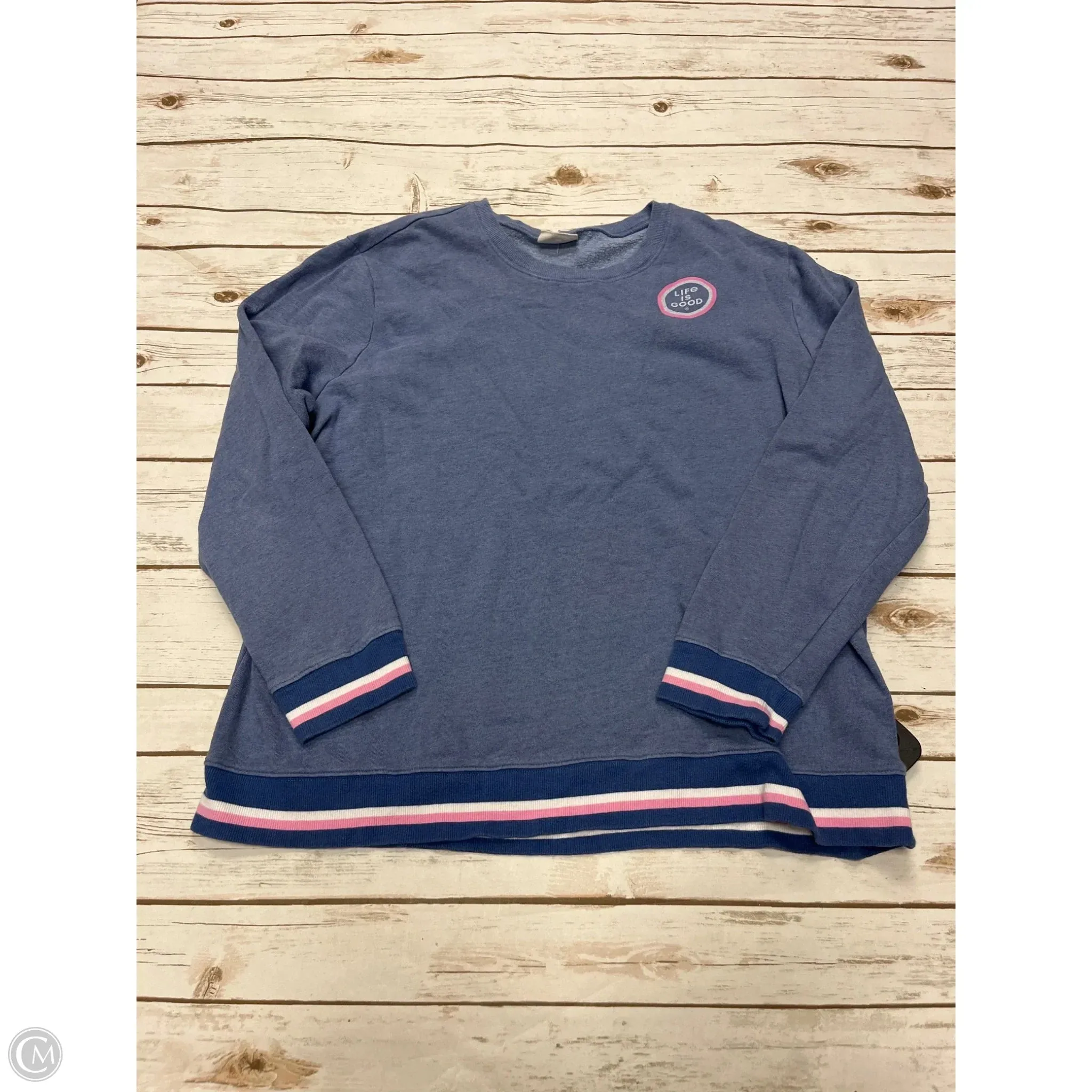 Regular Fit CompressionEnhanced Sweatshirt Crewneck By Life Is Good In Blue, Size: Xxl