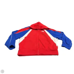 Durable Reinforced Edges Placket Closure Sweatshirt Hoodie By Adidas In Red & White, Size: L