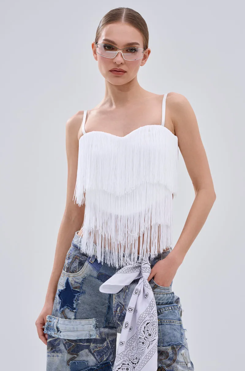 Four Way Stretch SHAKE IT FOR ME FRINGE BLOUSE