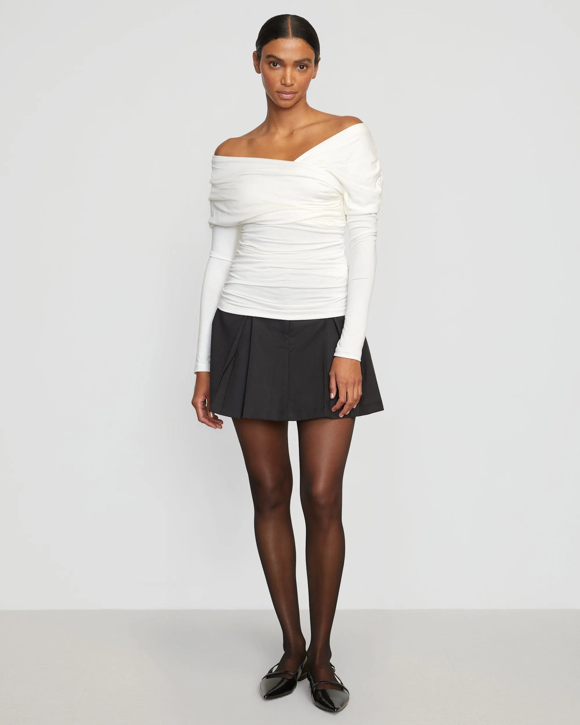 Annett Tailored Pleated Mini Skirt beaded embellishment