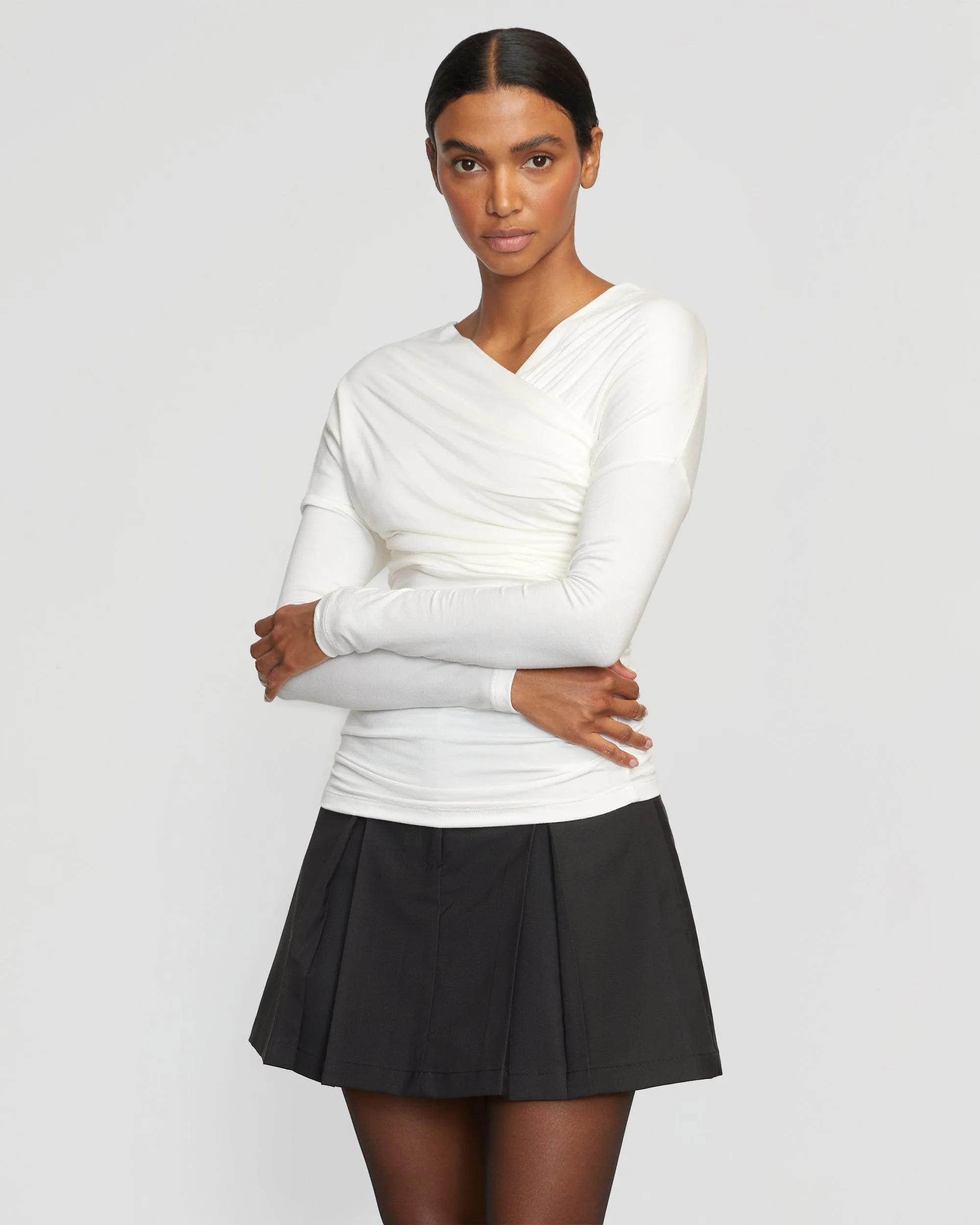Annett Tailored Pleated Mini Skirt Flared hem