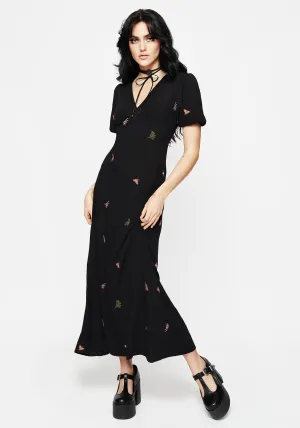 Step Glow Copia Moth Embroidered Maxi Dress