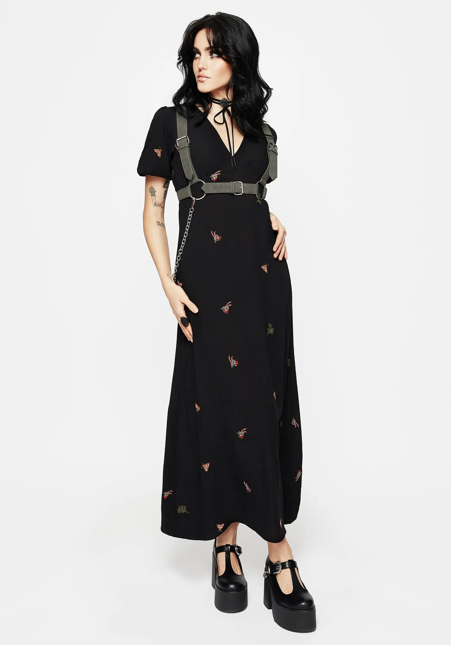 Copia Moth Embroidered Maxi Dress Effortless vacation dress Bell Sleeve