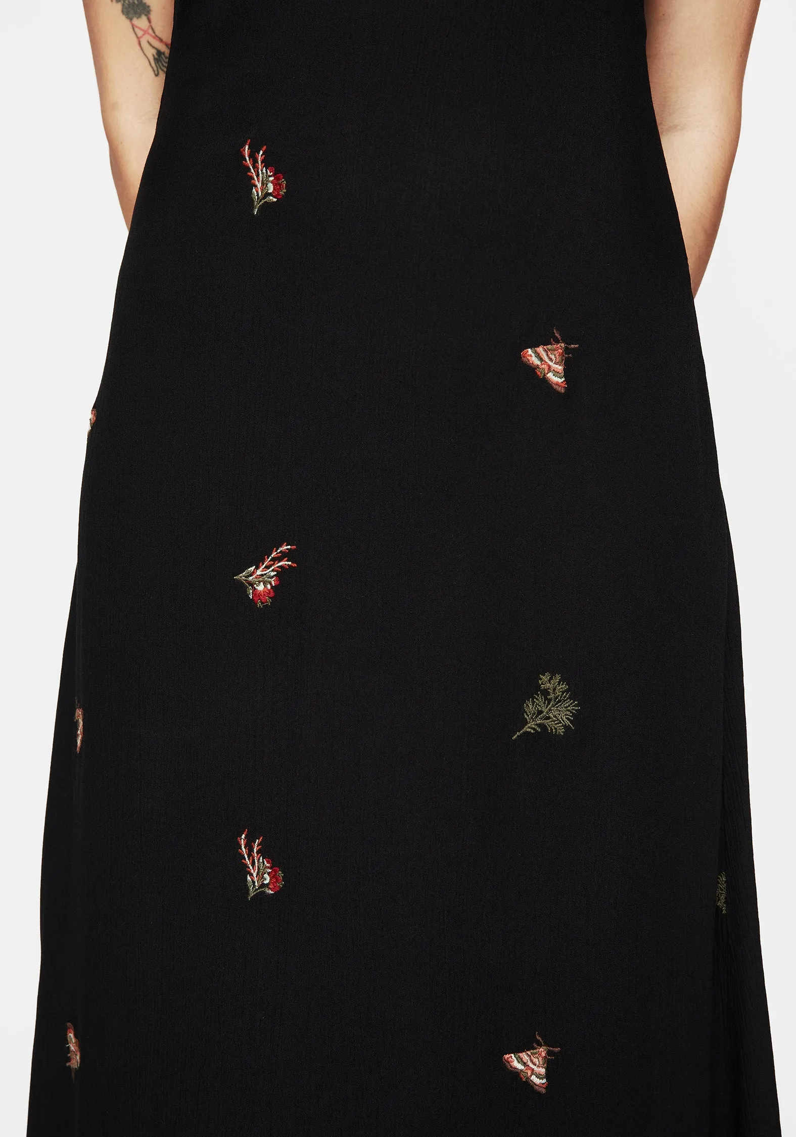 Desert Glow Copia Moth Embroidered Maxi Dress