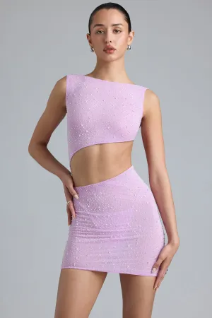 City Babe Moisture Wicking Technology Embellished Cut-Out Mini Dress in Violet Pink